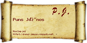 Puns János névjegykártya